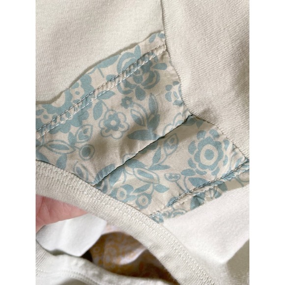 Anthropologie Women's Top Off Center Buttons Silk Patches Pale Sage Cotton - Picture 5 of 7